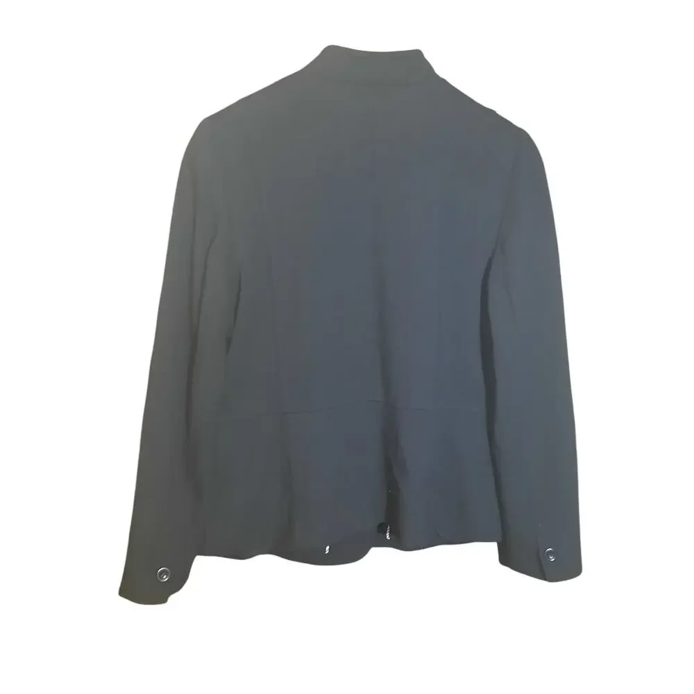 Talbots Black Italian Luxe Knit 5 Button Womens Lined Blazer Size 12